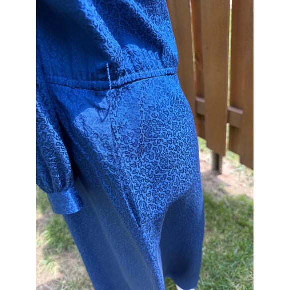 100% Pure Silk Going Places Blue Vintage Dress Size 6 - Picture 6 of 8